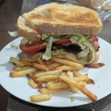 A burger and chips